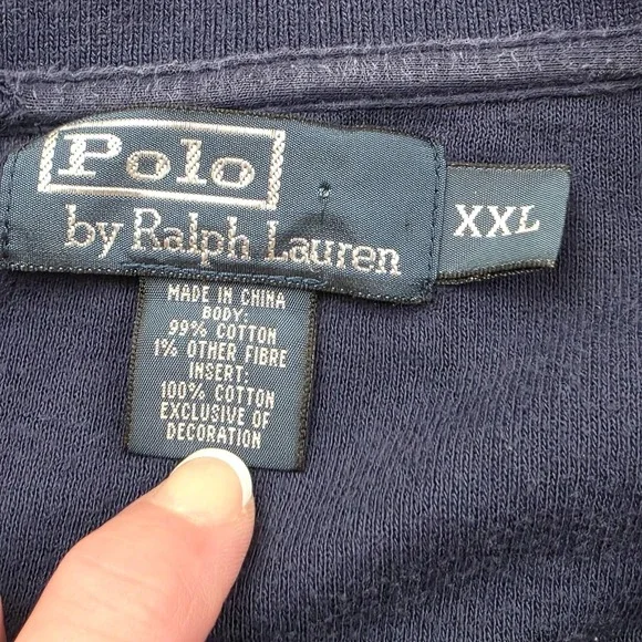 Polo Ralph Lauren Sweatshirt Mens 2XL Blue Zip Fleece Mock Neck Big Pony Logo - Picture 4 of 9
